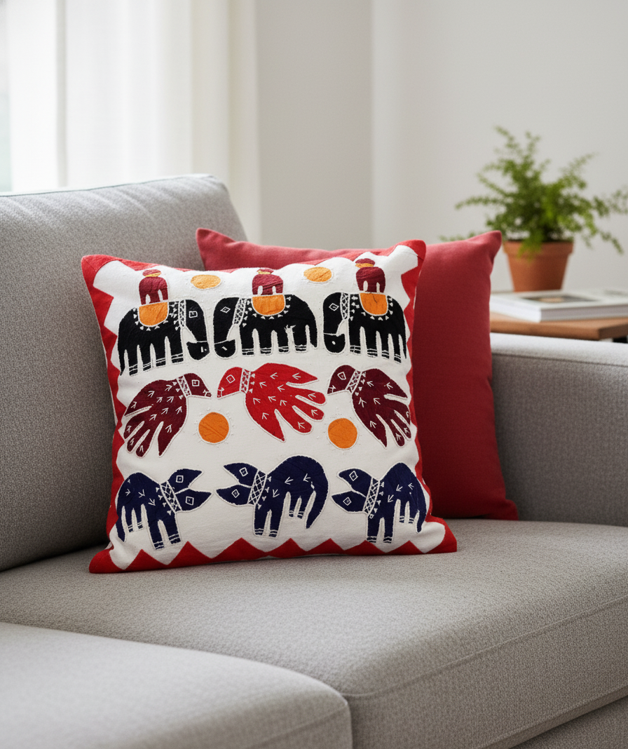 Elephant Parade Embroidered Accent Cushion Cover