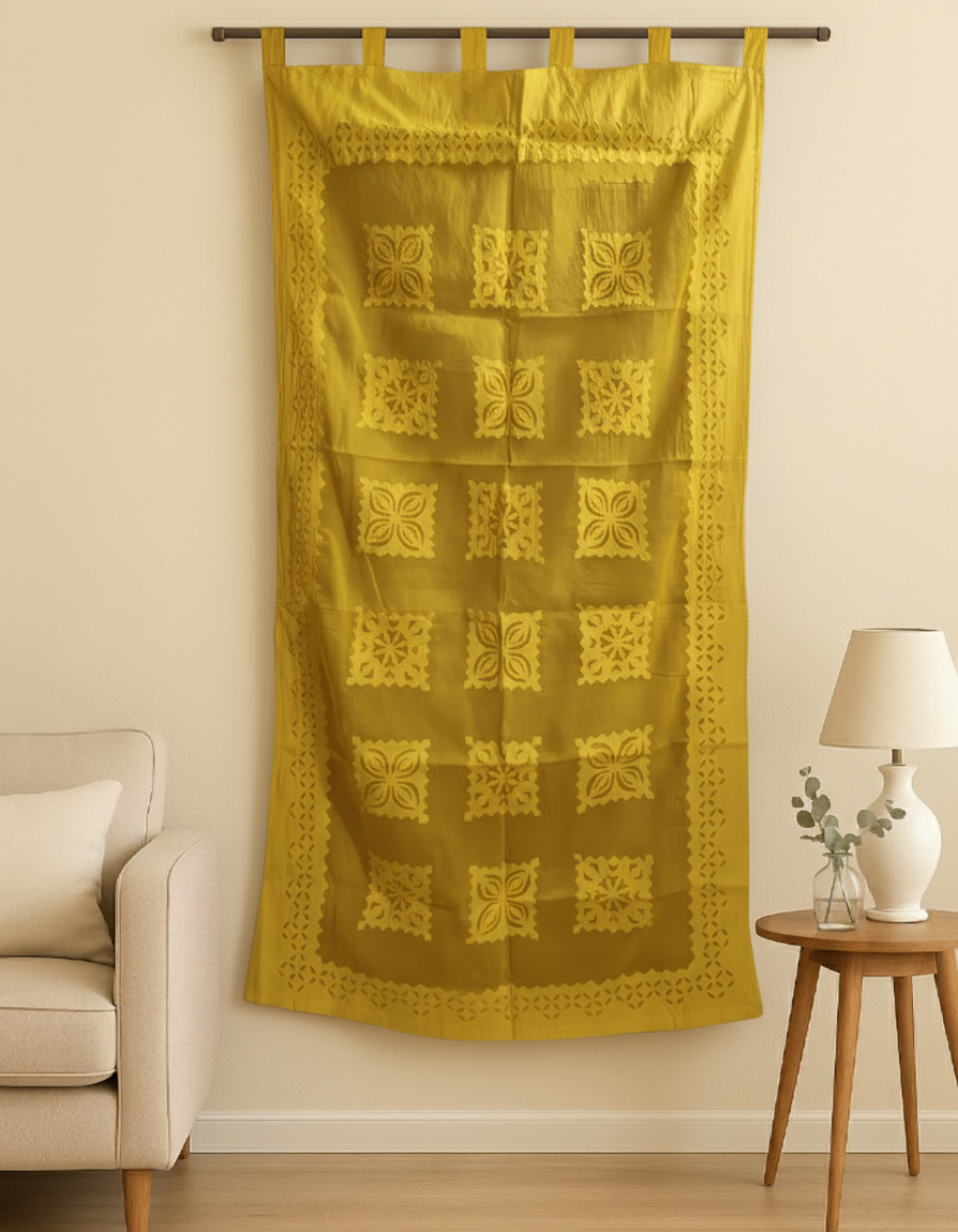Sunshine Mosaic Applique Patchwork Curtain