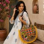 Boho Tassel Embroidered Tote Bag for Women