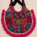 Fusion Hues Boho Tassel Embroidered Tote Bag