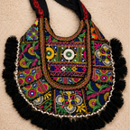 Fusion Hues Boho Tassel Embroidered Tote Bag