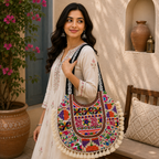 Boho Tassel Embroidered Tote Bag for Women