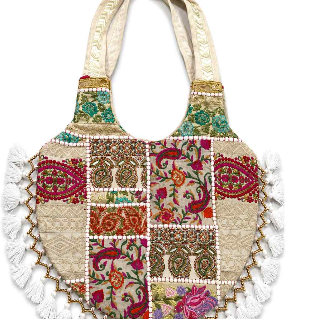 Bohemian Vibes Tassel Embroidered Tote Bag for Women