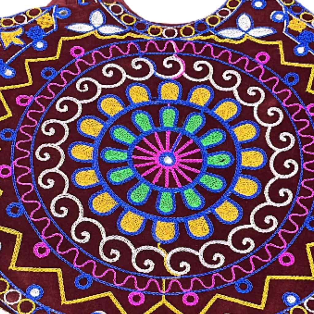 Ethnic Motifs Embroidered Boho Tote Bag