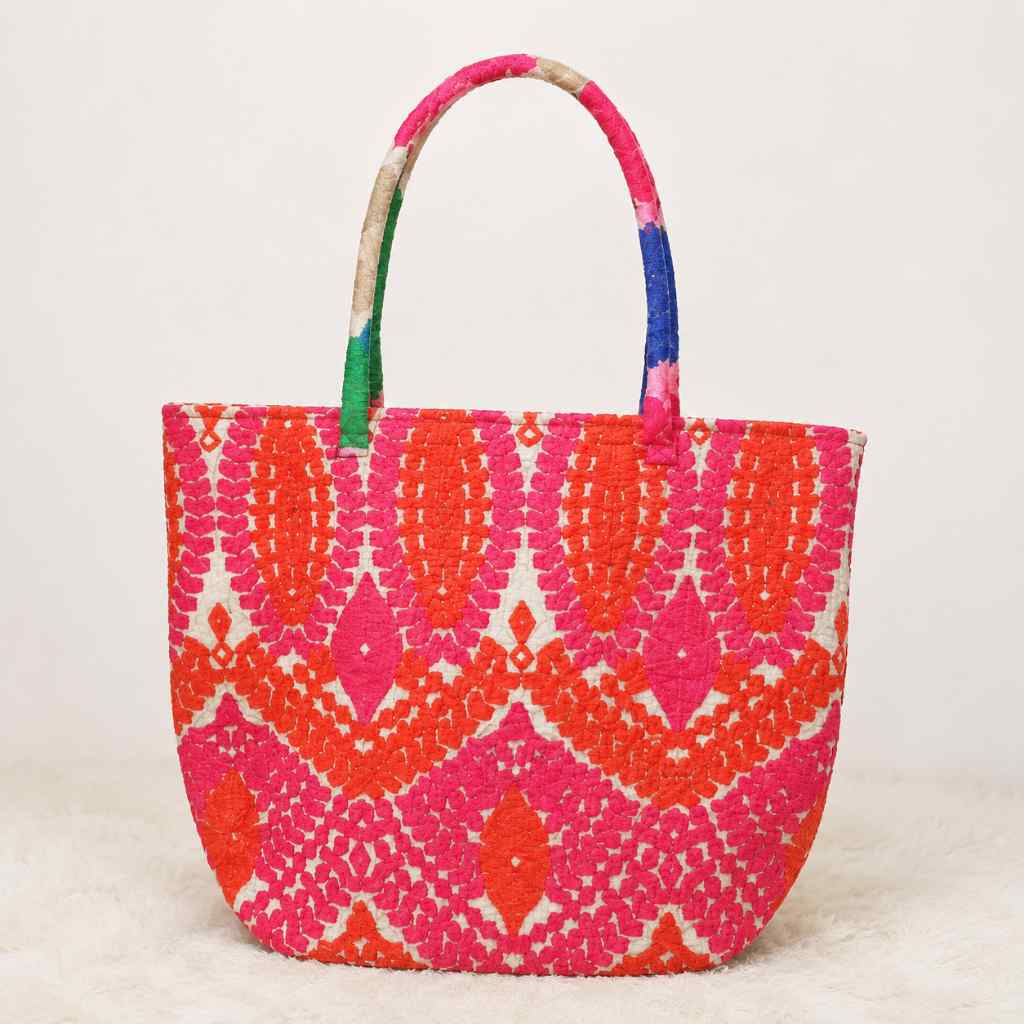 Color Story Embroidered Boho Tote Bag for Women