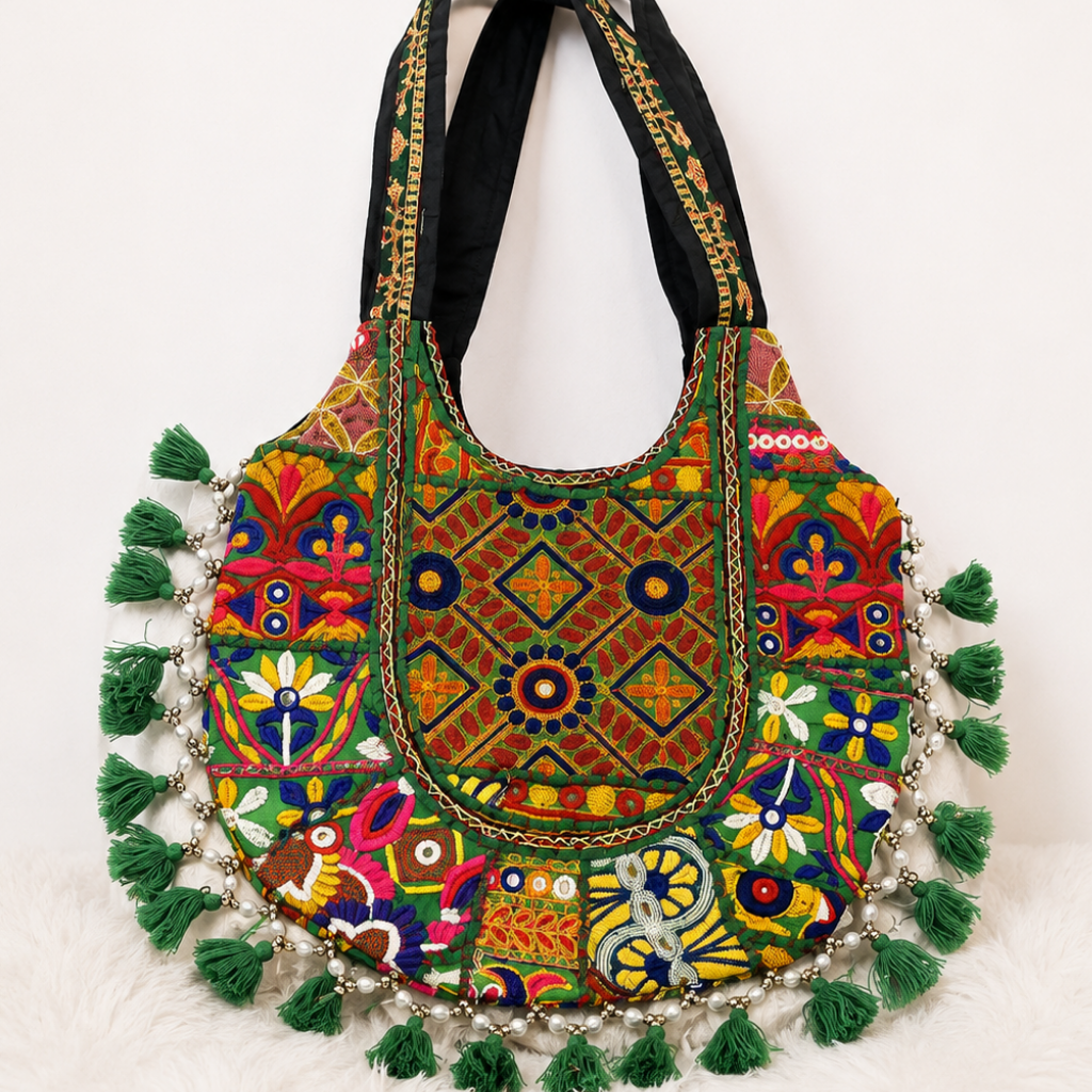 Boho Tassel Embroidered Tote Bag for Women