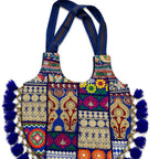 Vintage Noir Tassel Embroidered Tote Bag for Women