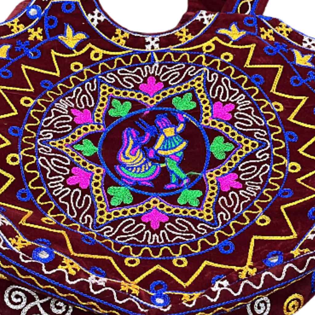 Ethnic Motifs Embroidered Boho Tote Bag