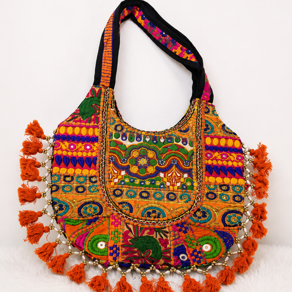 Boho Tassel Embroidered Tote Bag for Women