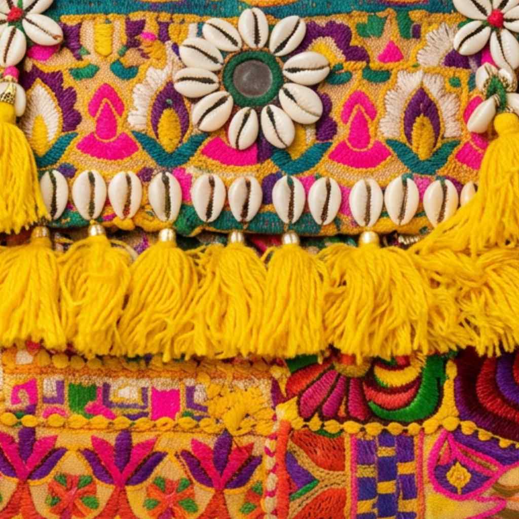 Embroidered Fringe Banjara Laptop Bag for Women