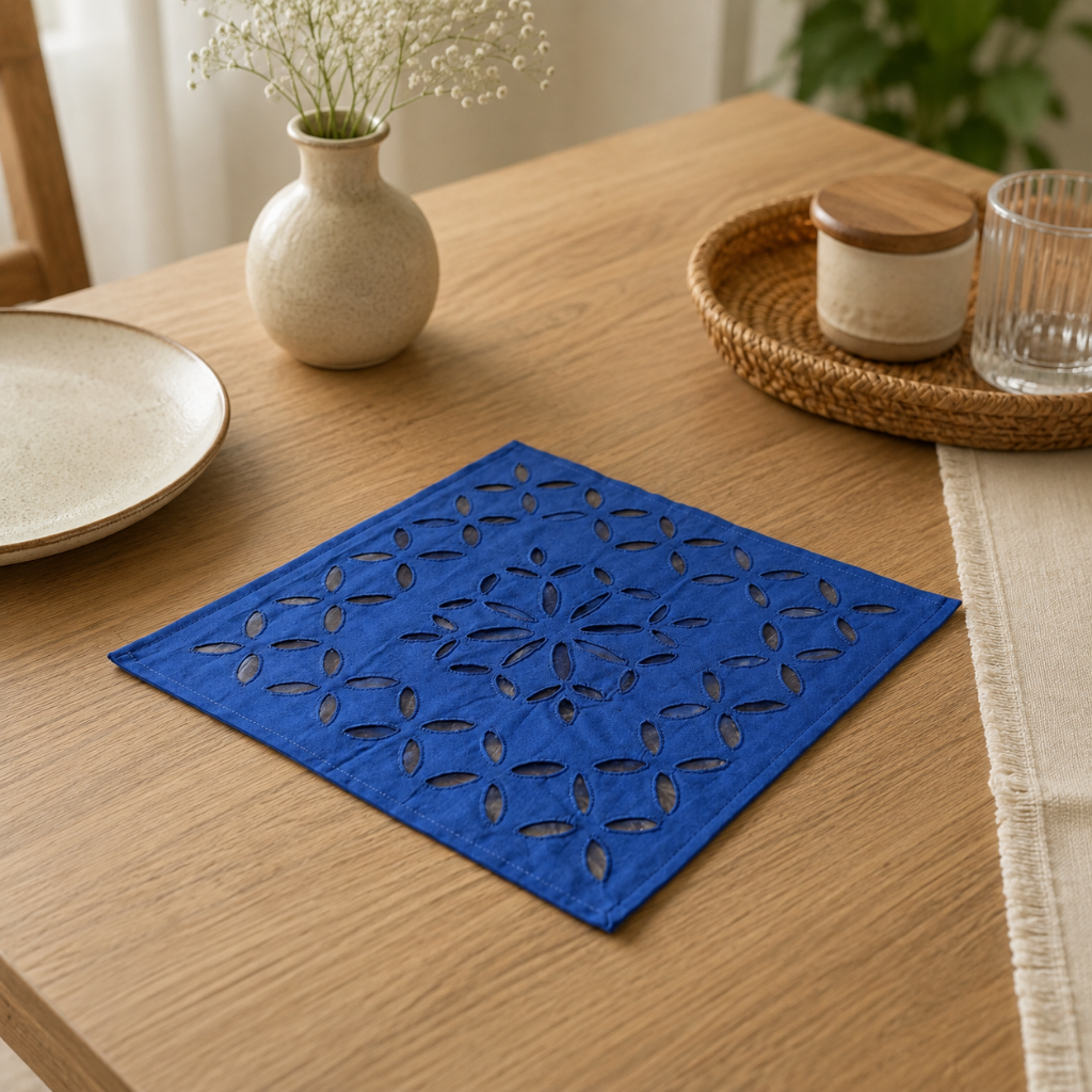Soft Charm Applique Cutwork Cotton Table Napkin
