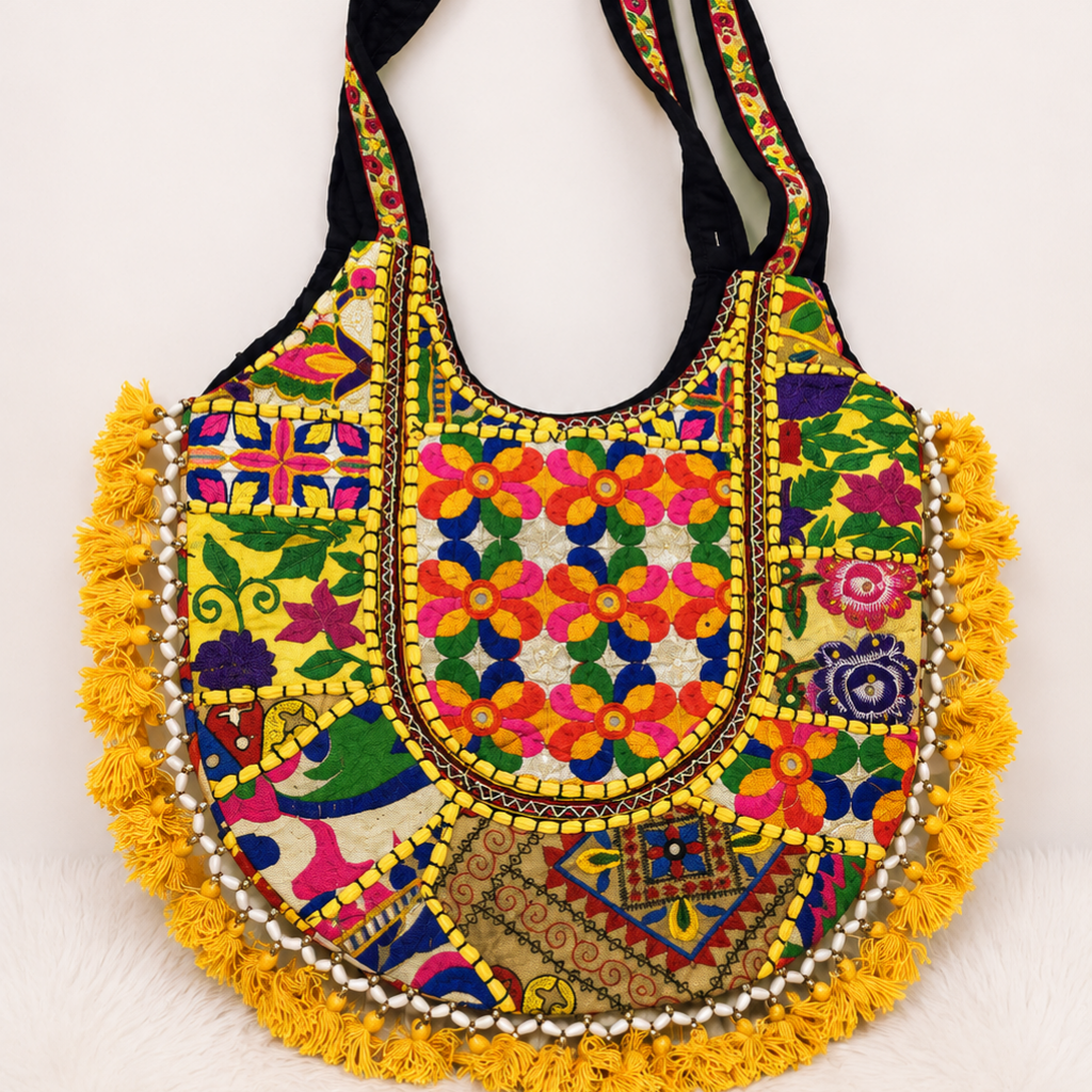 Boho Tassel Embroidered Tote Bag for Women