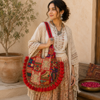 Rainbow Hues Tassel Embroidered Boho Tote Bag