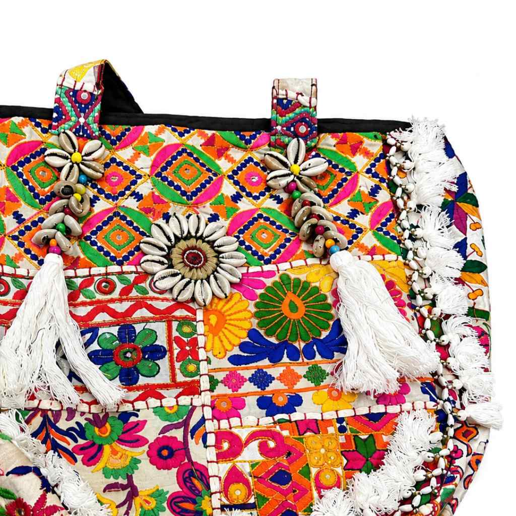Heritage Embroidered Banjara Tote Bag with Tassels