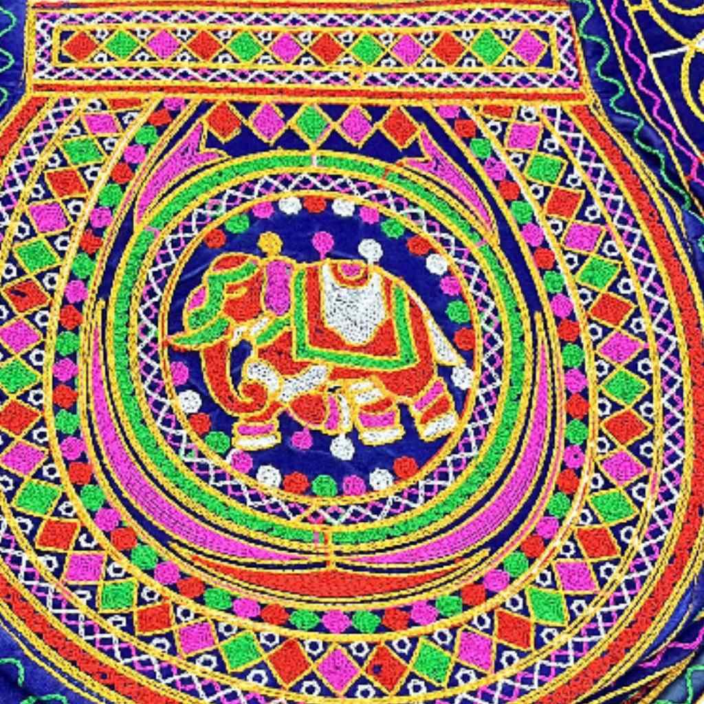 Elephant Threadwork Rajasthani Tote Bag