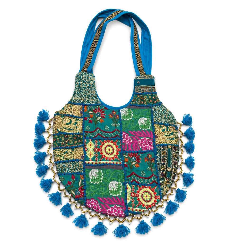 Vintage Noir Tassel Embroidered Tote Bag for Women