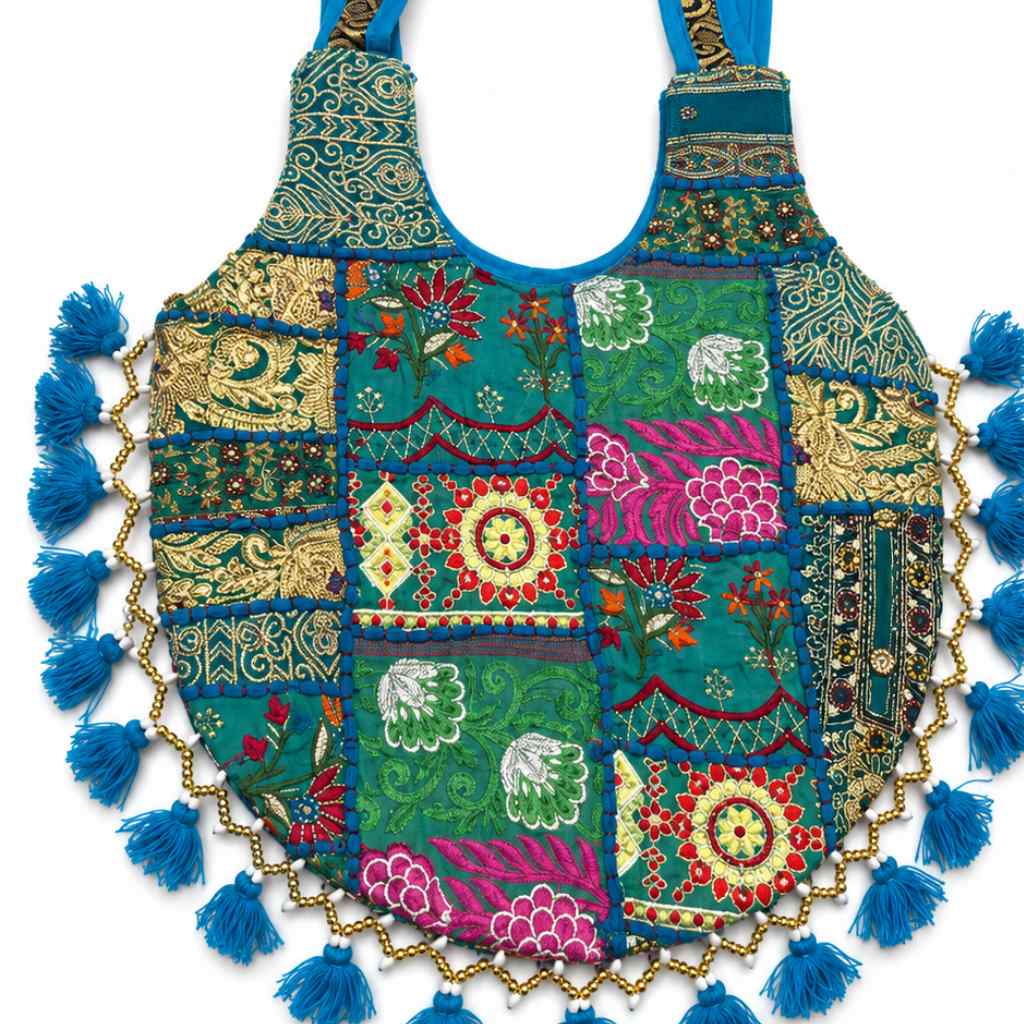 Vintage Noir Tassel Embroidered Tote Bag for Women
