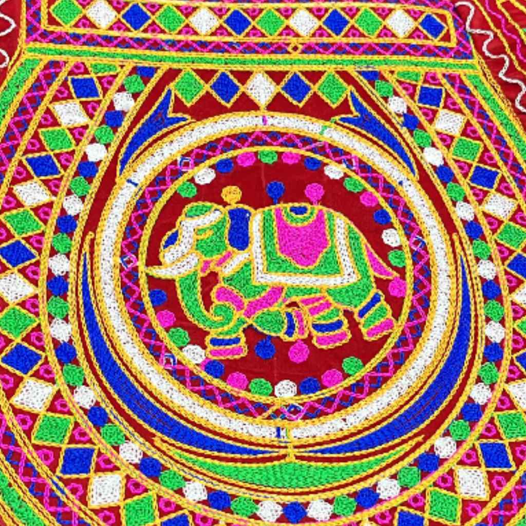 Elephant Threadwork Rajasthani Tote Bag