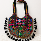 Tribal Hues Boho Embroidered Tote Bag