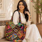 Colorful Bliss Cotton Bag with Detailed Embroidery Work