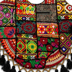 Vintage Noir Tassel Embroidered Tote Bag for Women