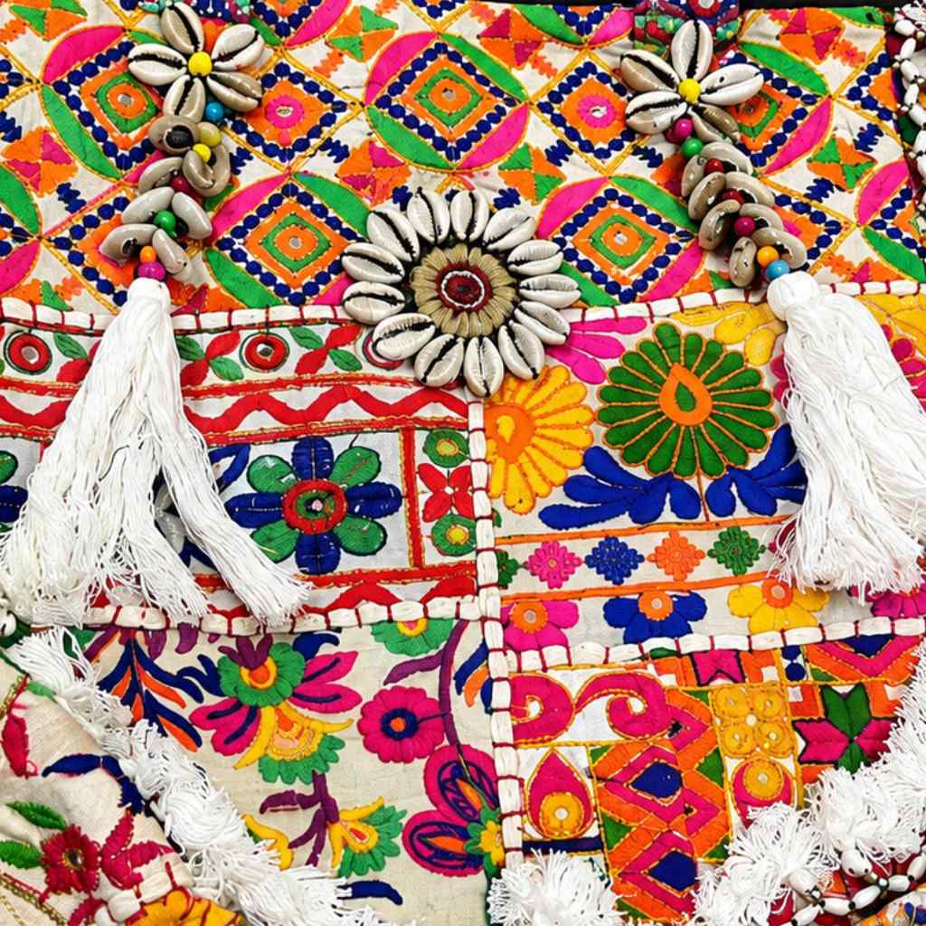 Heritage Embroidered Banjara Tote Bag with Tassels