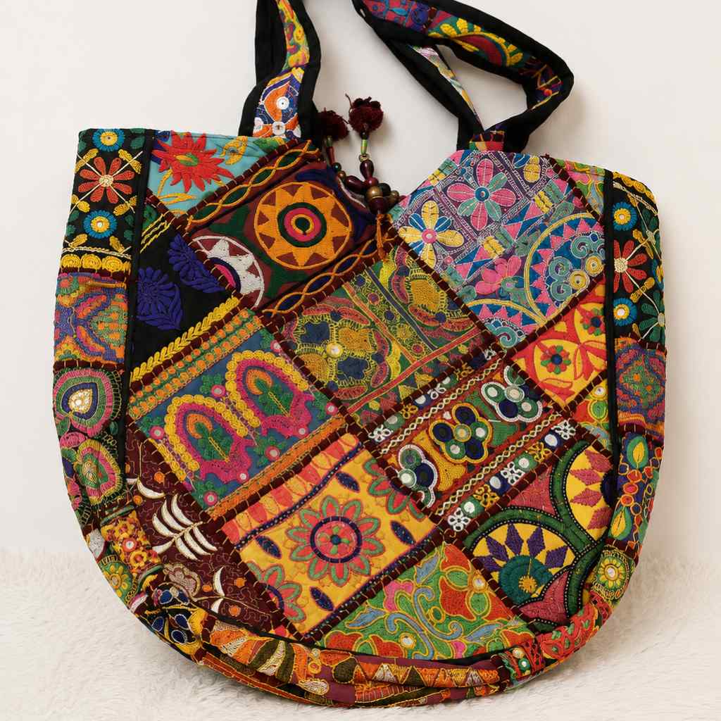 Colorful Bliss Cotton Bag with Detailed Embroidery Work
