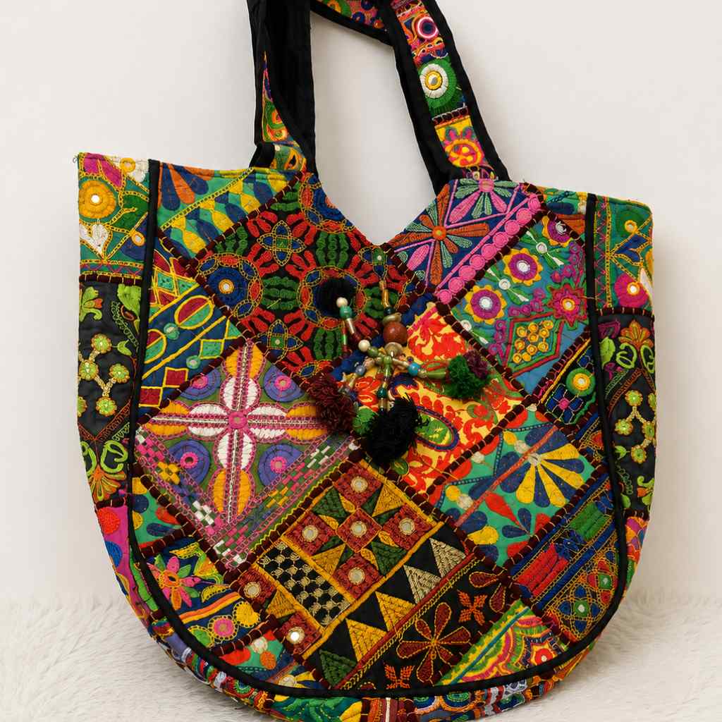 Colorful Bliss Cotton Bag with Detailed Embroidery Work