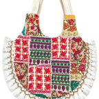 Vintage Noir Tassel Embroidered Tote Bag for Women