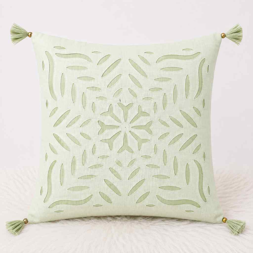 Color Hues Applique Cutwork Cushion Cover