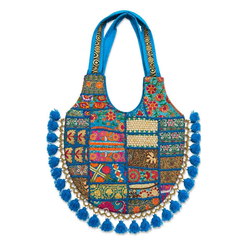 Vintage Noir Tassel Embroidered Tote Bag for Women