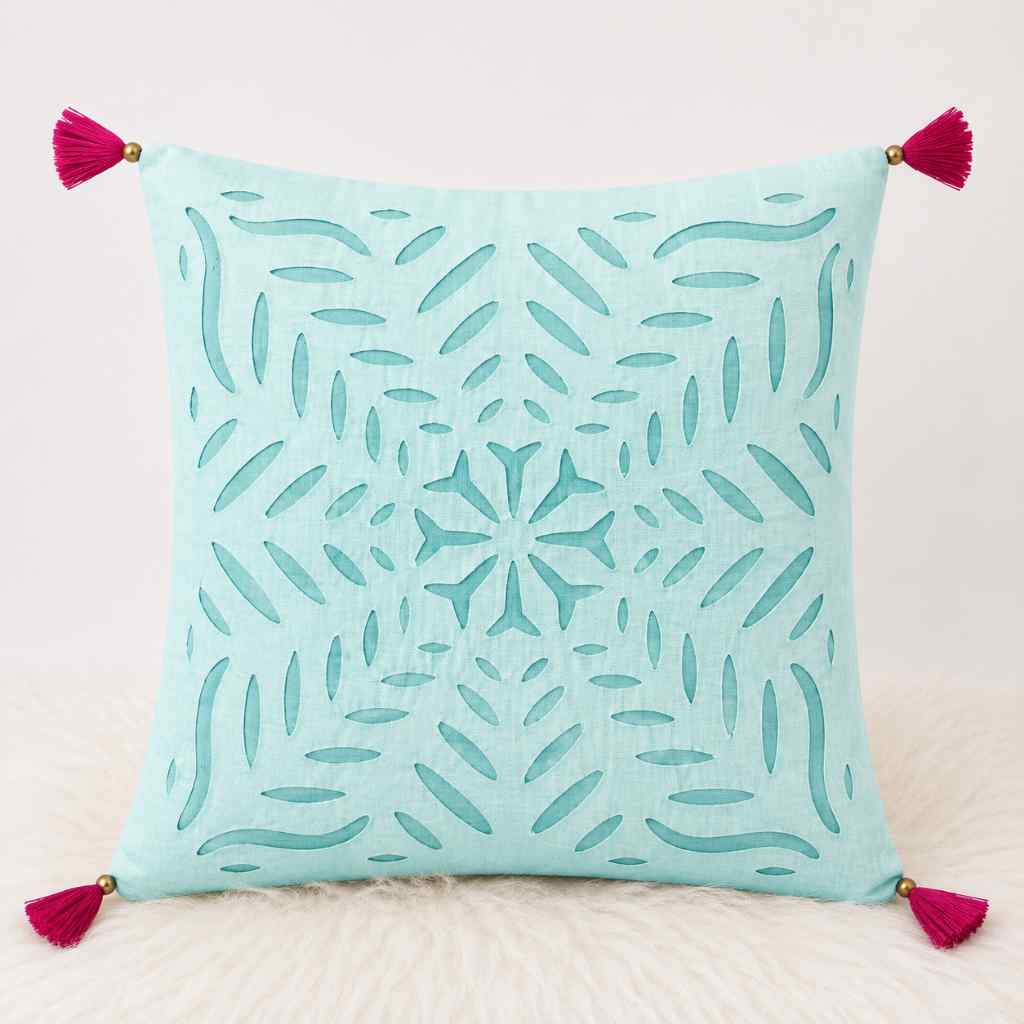 Color Hues Applique Cutwork Cushion Cover