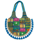 Vintage Noir Tassel Embroidered Tote Bag for Women