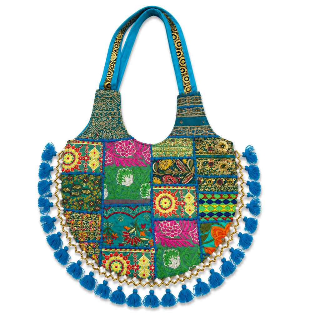 Vintage Noir Tassel Embroidered Tote Bag for Women