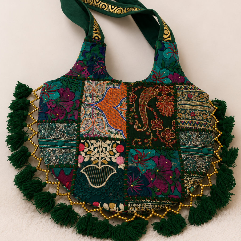 Bohemian Vibes Tassel Embroidered Tote Bag for Women