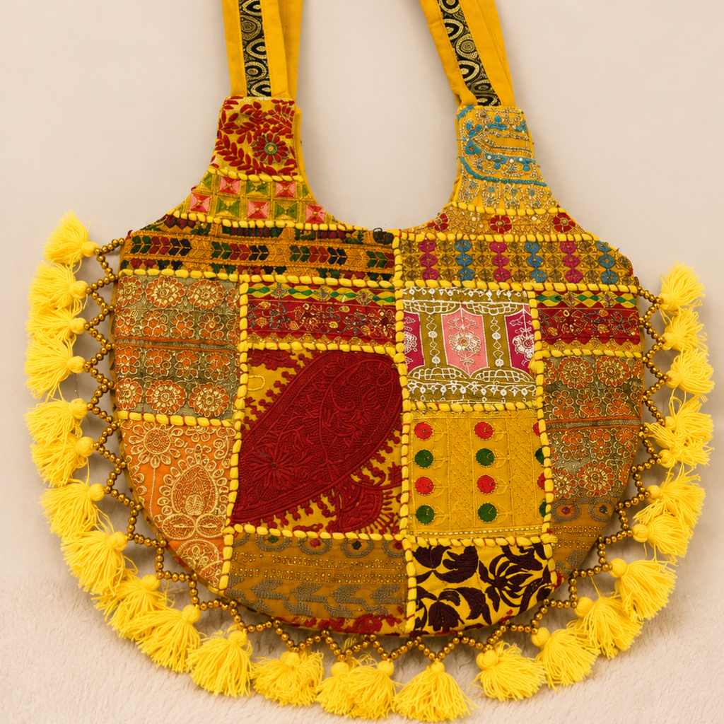Bohemian Vibes Tassel Embroidered Tote Bag for Women