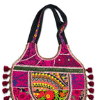 Vintage Noir Tassel Embroidered Tote Bag for Women