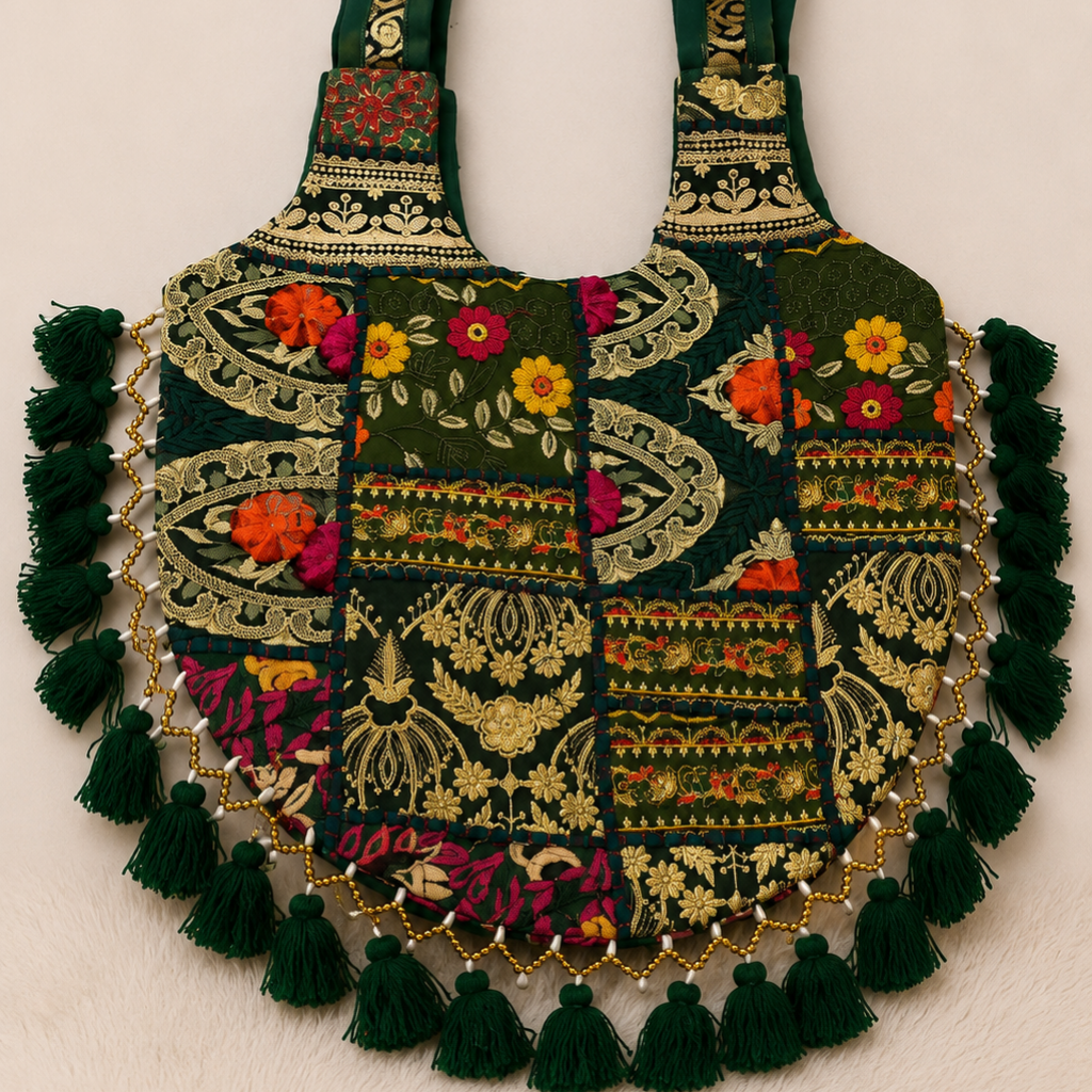 Bohemian Vibes Tassel Embroidered Tote Bag for Women