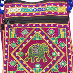 Folk Art Elephant Embroidered Sling Bag