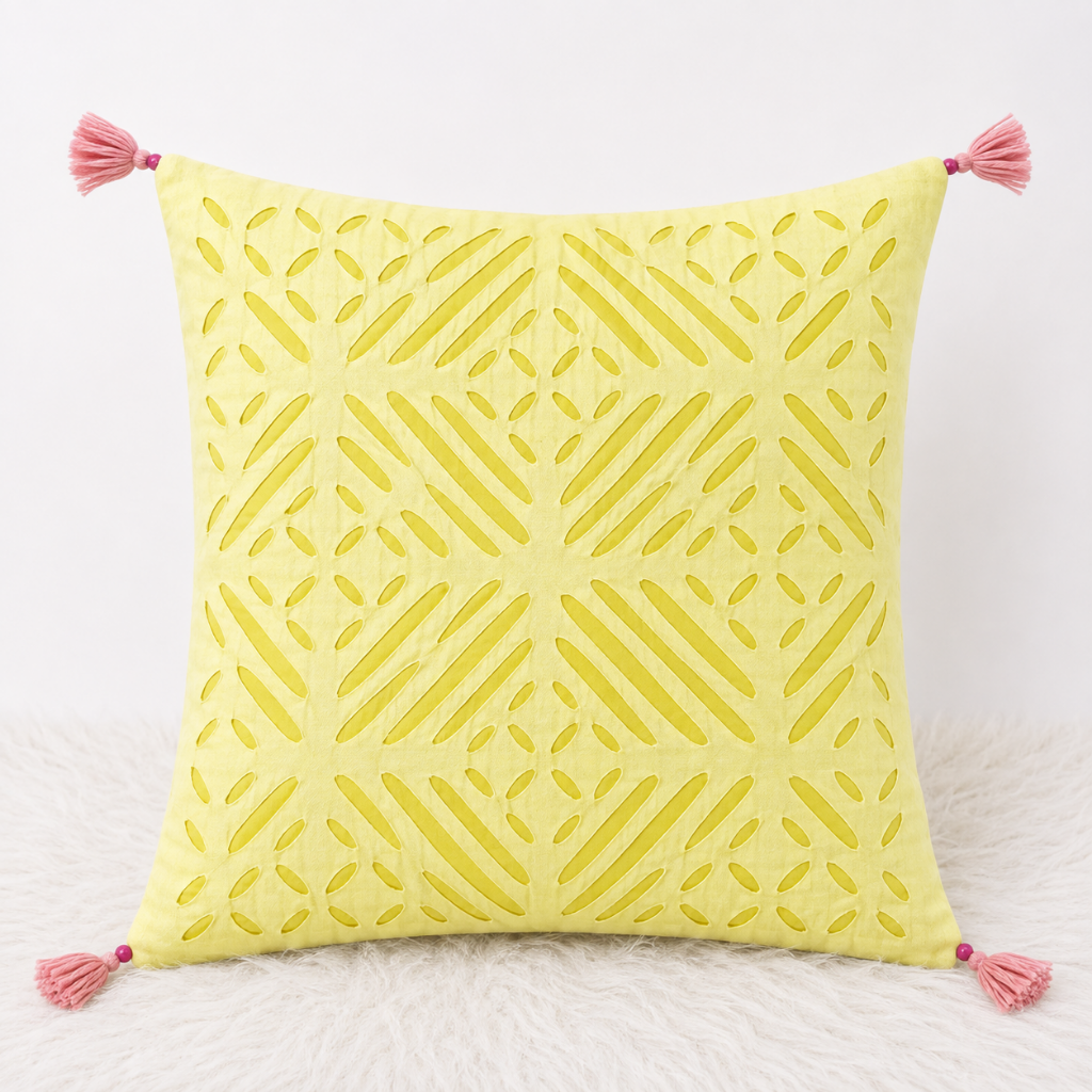 Garden Grace Applique Cutwork Cushion Cover