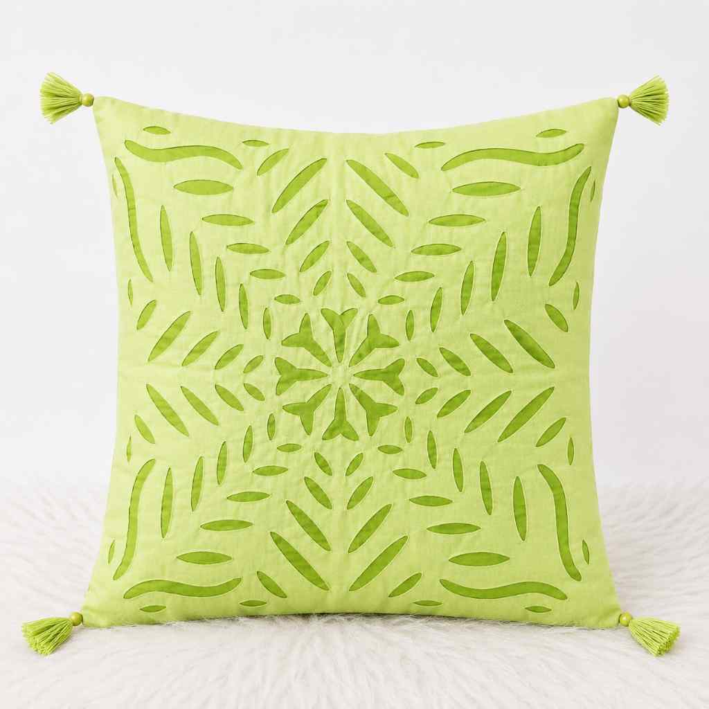 Color Hues Applique Cutwork Cushion Cover