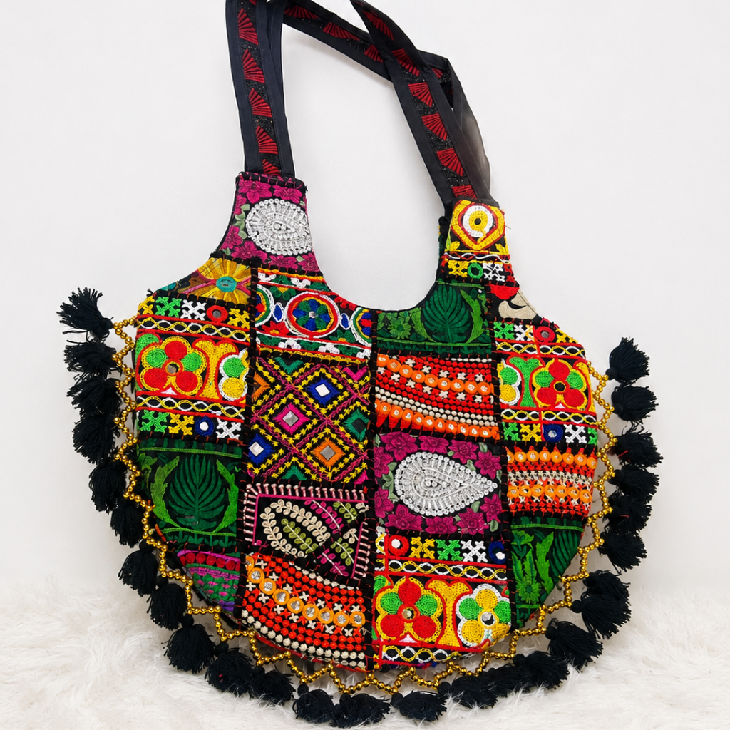 Bohemian Vibes Tassel Embroidered Tote Bag for Women