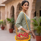 Sunlit Tassel Embroidered Sling Bag for Women