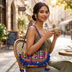 Multicolor Boho Embroidered Sling Purse for Women