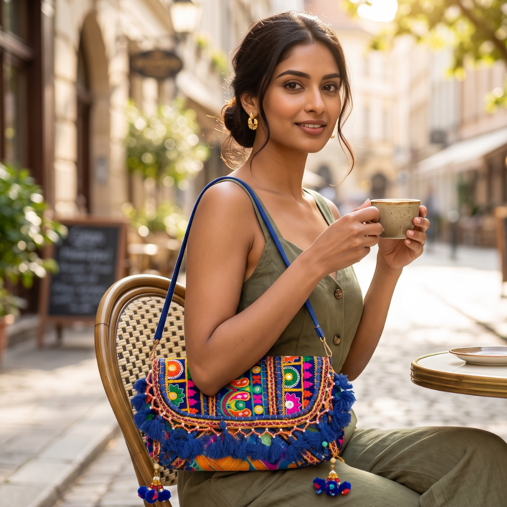 Multicolor Boho Embroidered Sling Purse for Women