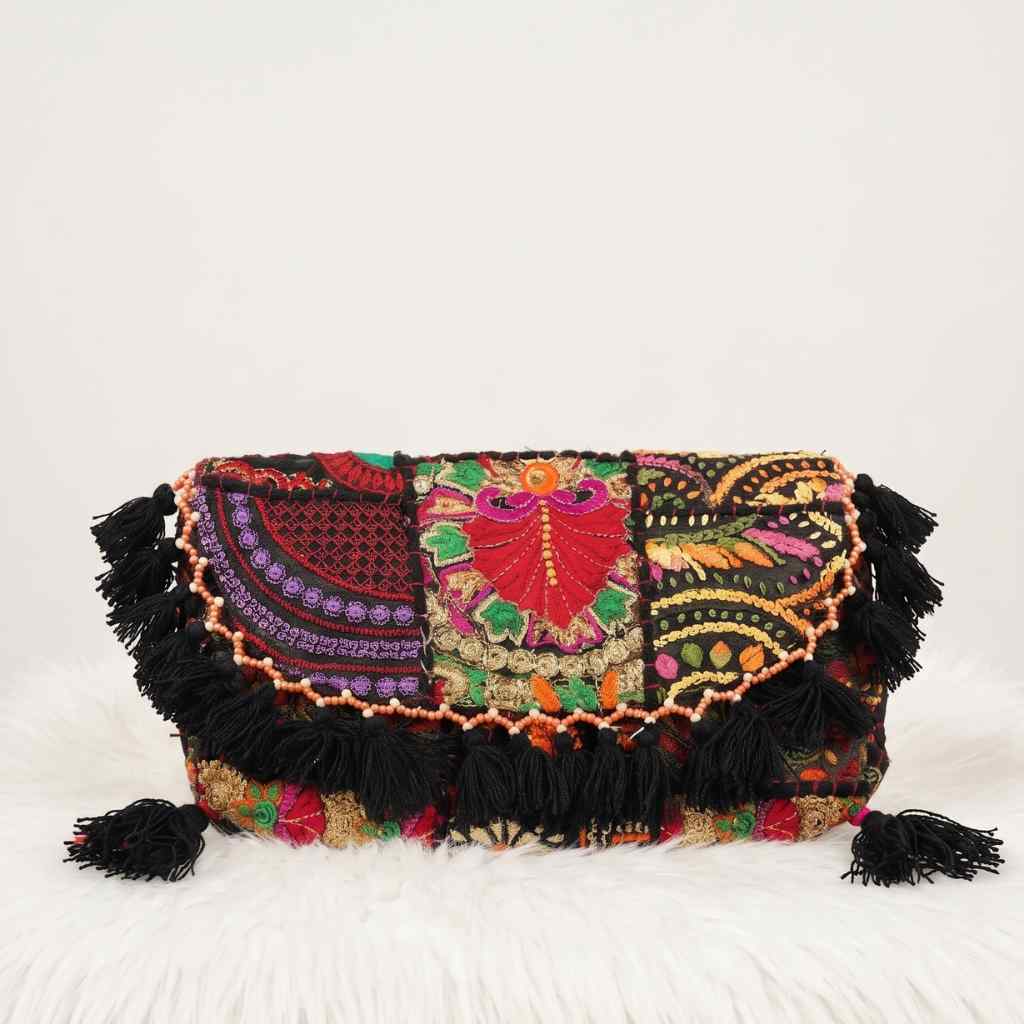 Multicolor Boho Embroidered Sling Purse for Women