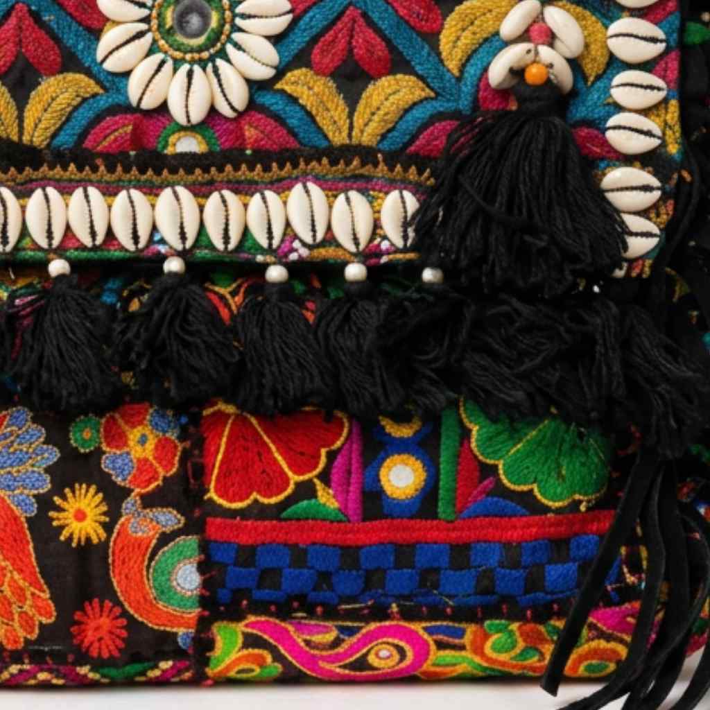 Embroidered Fringe Banjara Laptop Bag for Women