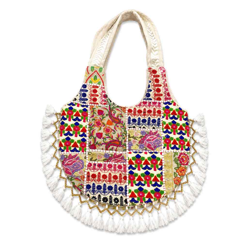 Wanderlust Tassel Embroidered  Tote Bag