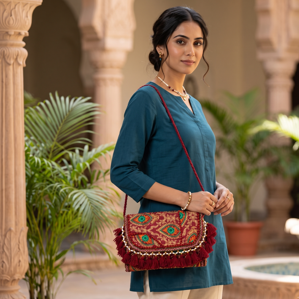 Vibrant Vibes Embroidered Sling Bag for Women