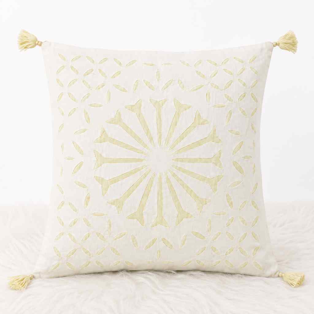 Geometric Applique Cutwork Cushion Cover